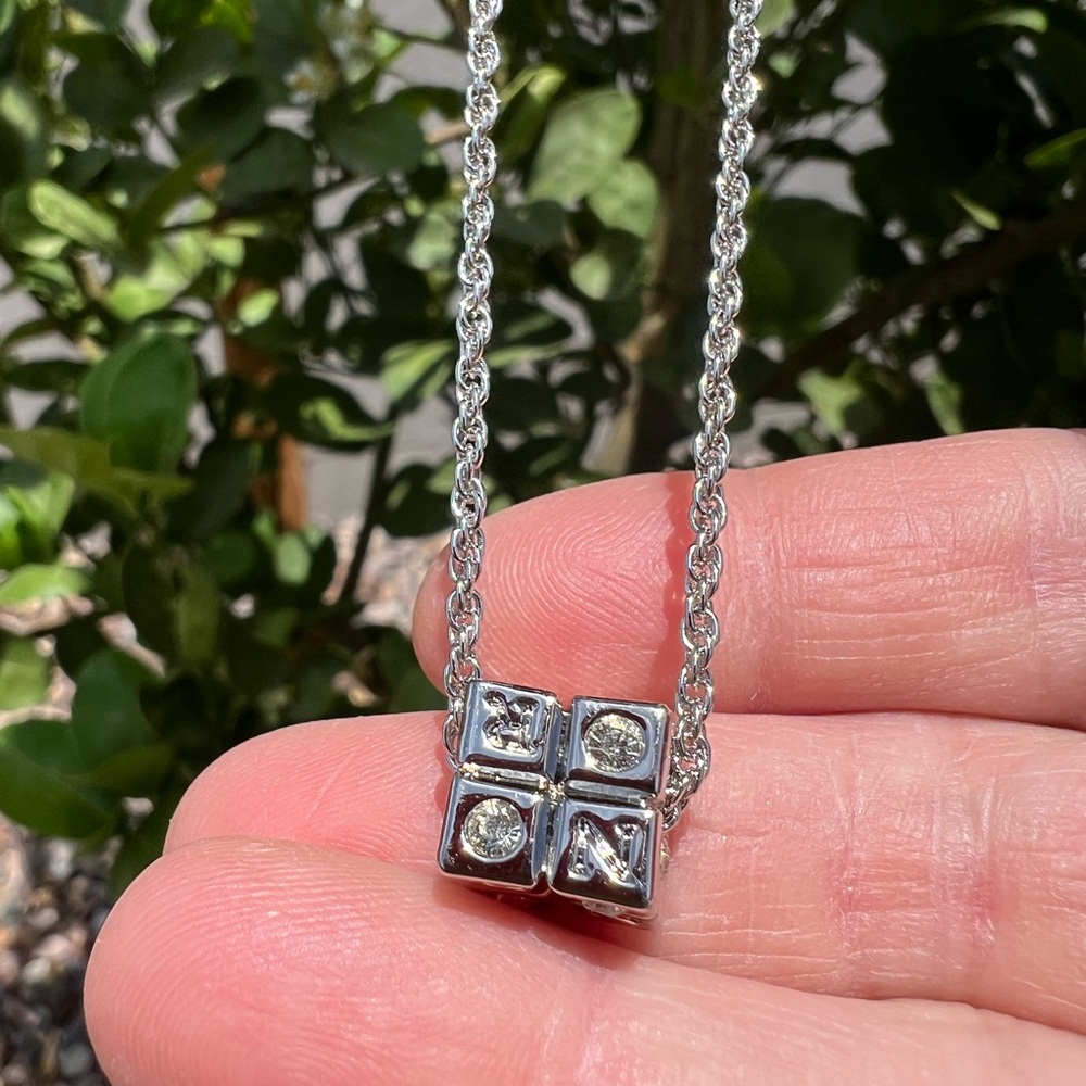 Nina Ricci Silver Necklace with Crystal Accents 16-18”